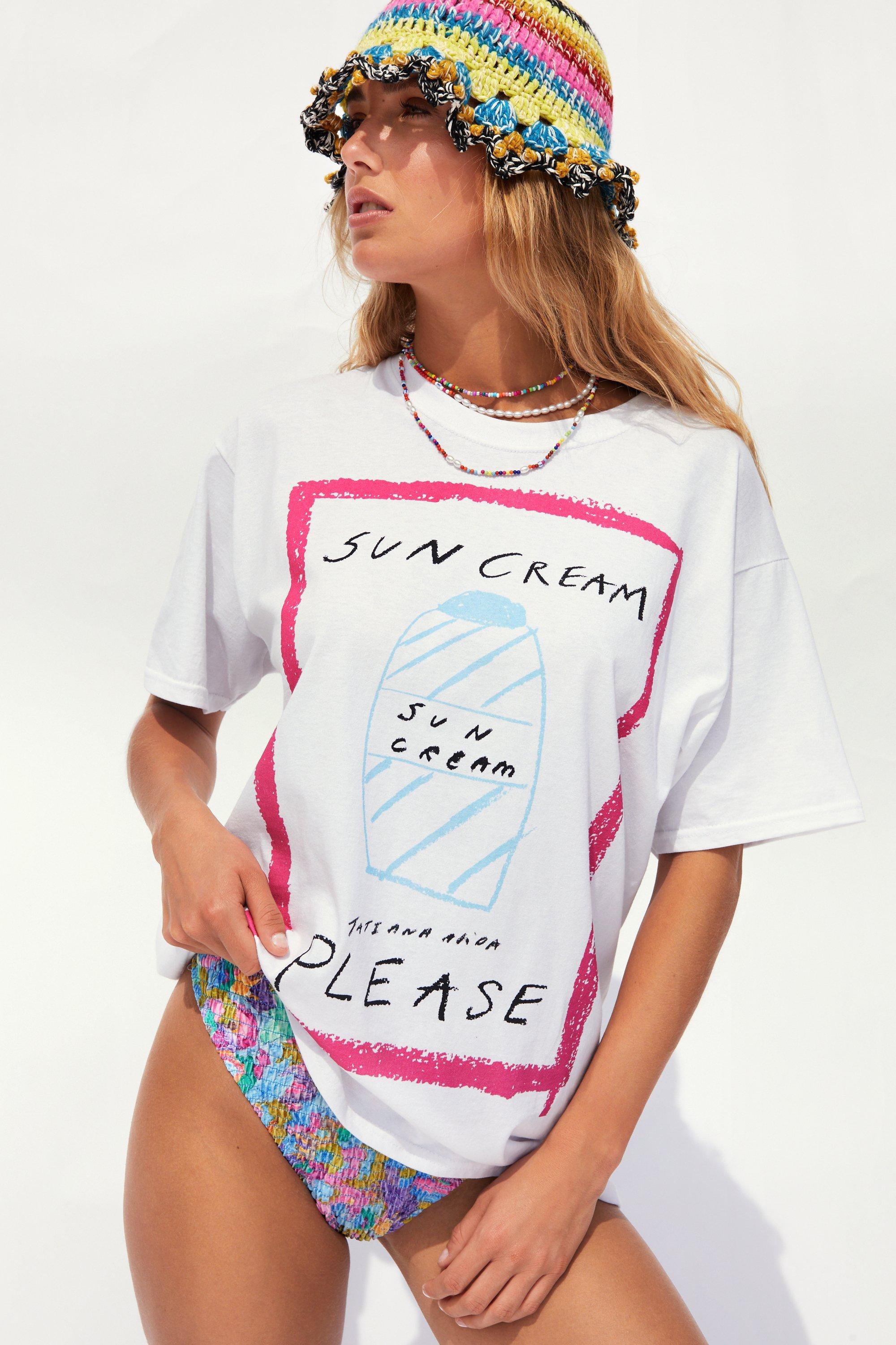 Tatiana Alida X Warehouse Sun Cream Please Beach Tshirt