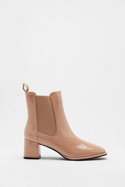 Patent Heeled Chelsea Boots