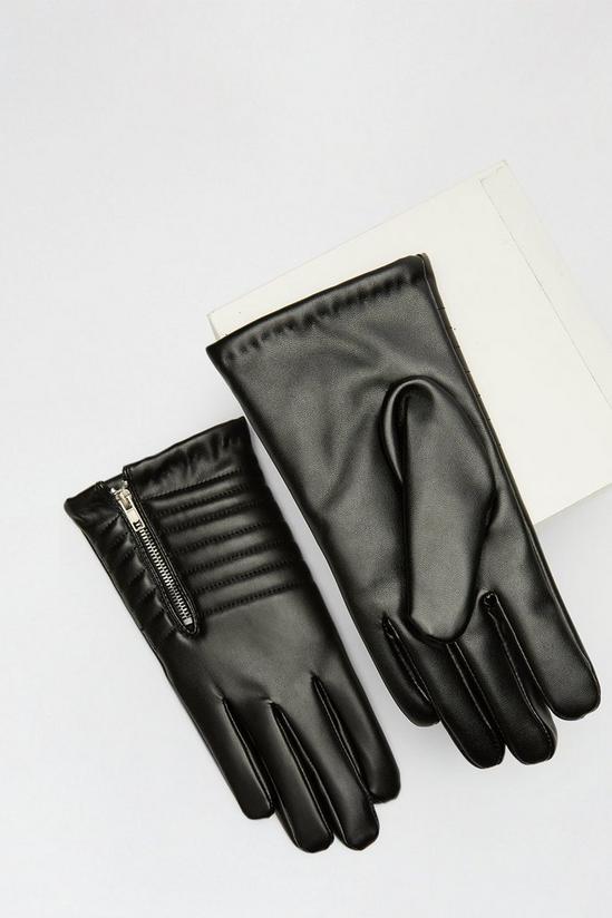 Wallis Faux Leather Zip Gloves 2