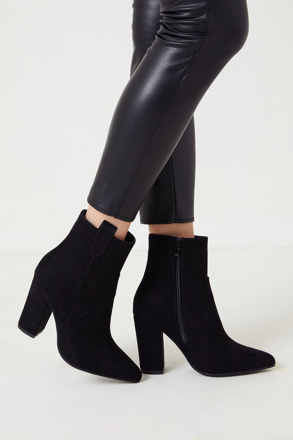 Boots | Wide Angelique Side Tab Detail Heeled Ankle Boots | Wallis