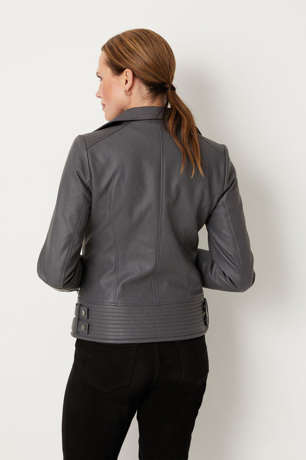 Jacket Grey Leather | & | Faux Dark Wallis Coats Jackets Biker