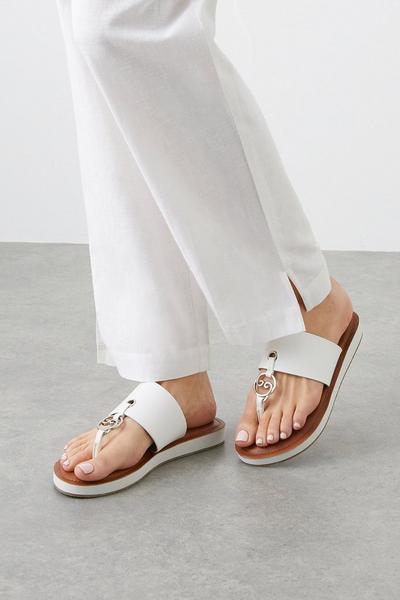 Fiorella Hardware Detail Toe Post Flat Sandals