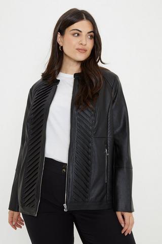 Jessica London Women's Plus Size Leather Swing Coat, 30 - Midnight