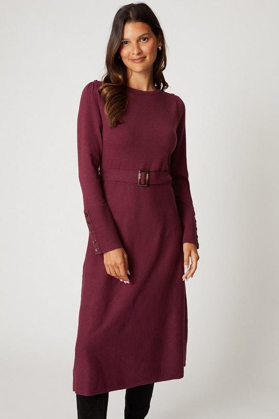 Dresses | Slash Neck Button Detail Belted Knitted Dress | Wallis