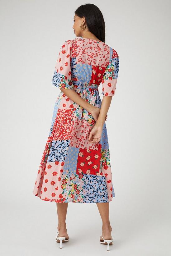 Wallis Multi Floral Patchwork Side Buckle Wrap Midi Dress 3