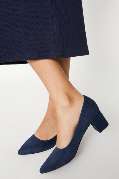 Diani Pointed Low Block Heel Court Shoes