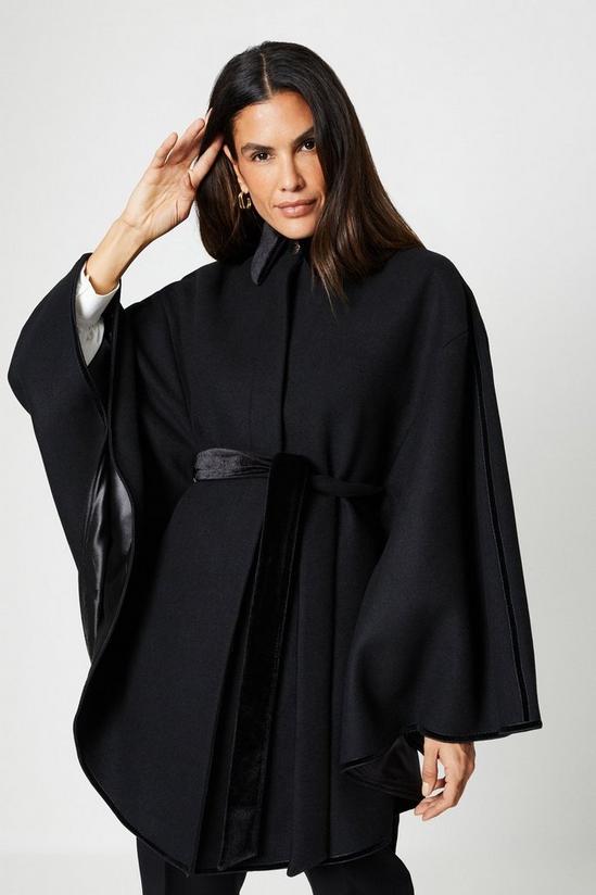 Wallis Contrast Embroidered Belted Cape 2