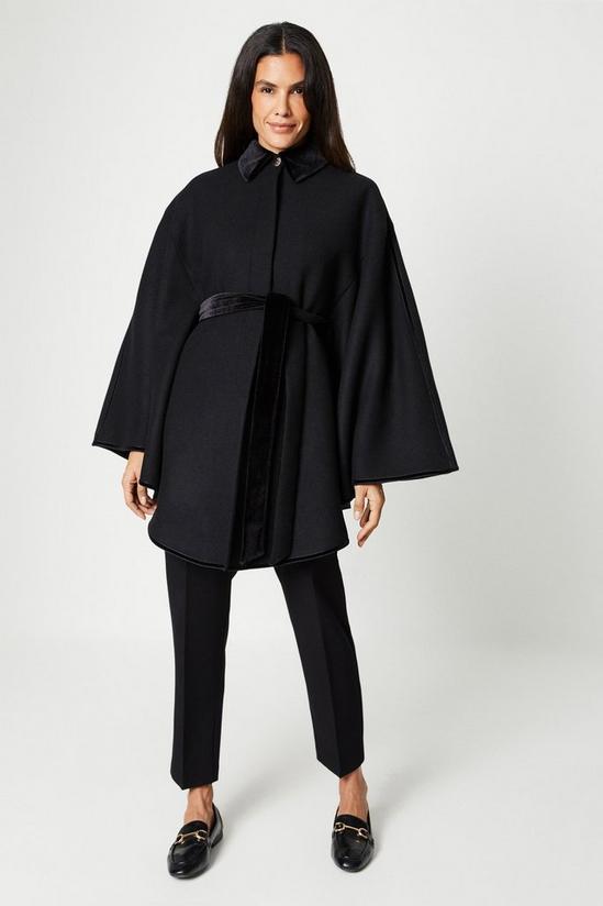 Wallis Contrast Embroidered Belted Cape 3