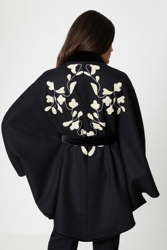 Wallis Contrast Embroidered Belted Cape 4