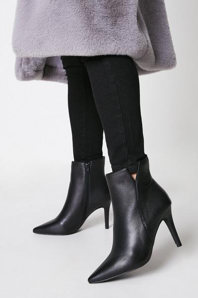 Leather Adelaide Pointed High Heels Ankle Boot