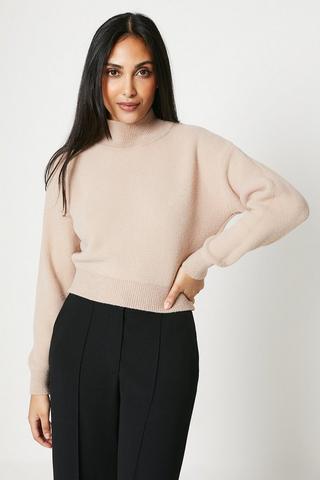 LA LIGNE Bobble Mockneck Cashmere Sweater Dress WOMENS XL EXTRA LARGE BROWN