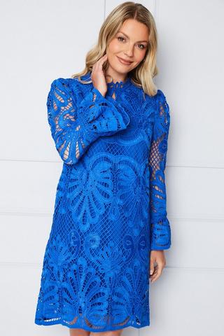 Product Premium Lace Shift Dress cobalt