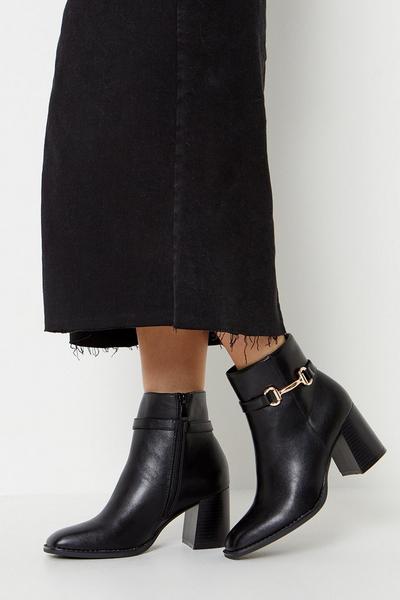 Alenni Snaffle Detail High Stacked Block Heeled Ankle Boots