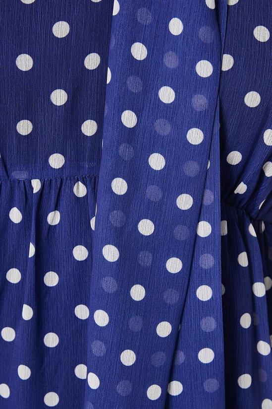 Wallis Tall Spot Print Flutter Sleeve Tie Neck Midi Dress 5