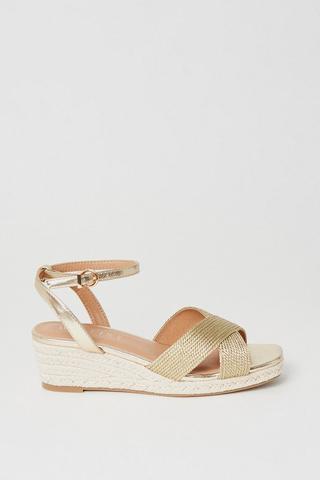 Product Wide Fit Raine Rope Detail Espadrille Medium Wedge Sandals gold