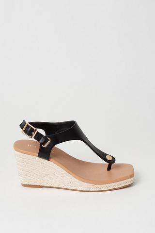 Product Raleigh Toe Thong Espadrille Wedge Sandals black