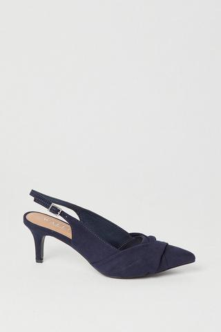 Product Wide Fit Delish Twist Front Slingback Pointed Court Shoes navy