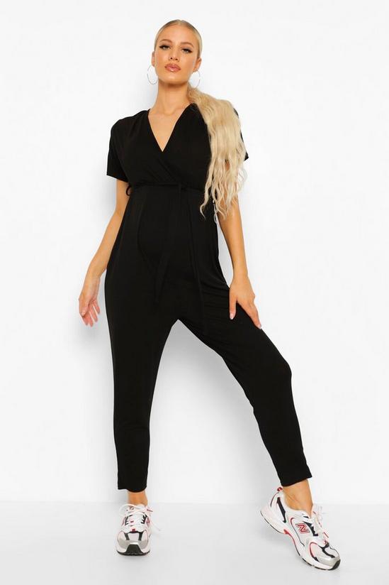 boohoo Maternity Wrap Front Lounge Jumpsuit 1