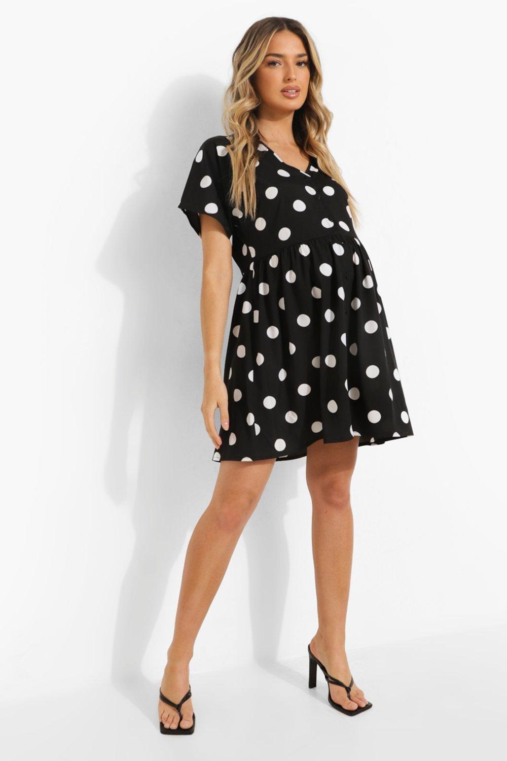 Maternity Spot Button Through Smock Dress