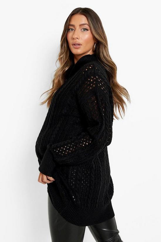 boohoo Maternity Button Detail Cable Collar Jumper 2