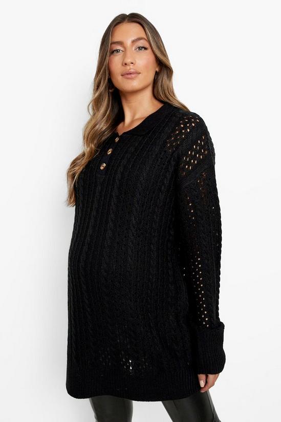 boohoo Maternity Button Detail Cable Collar Jumper 3