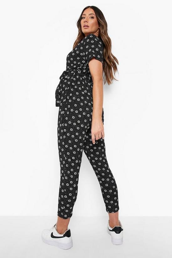 boohoo Maternity Ditsy Wrap Front Jumpsuit 2