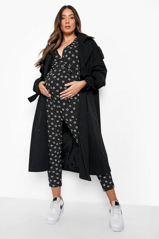 boohoo Maternity Ditsy Wrap Front Jumpsuit 3