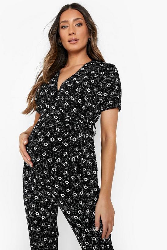 boohoo Maternity Ditsy Wrap Front Jumpsuit 4
