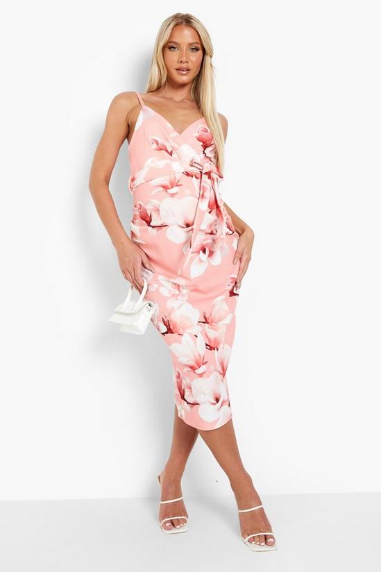 boohoo Maternity Occasion Floral Wrap Frill Midi Dress 3