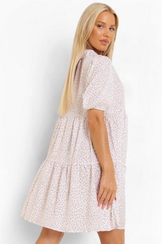 boohoo Maternity Collar Tiered Floral Smock Dress 2