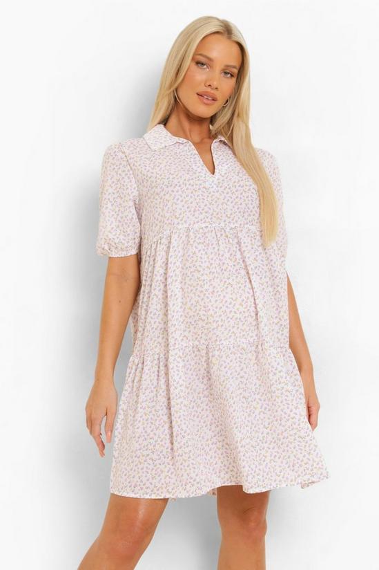 boohoo Maternity Collar Tiered Floral Smock Dress 4