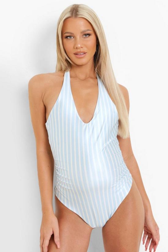 boohoo Maternity Stripe Halterneck Swimsuit 4