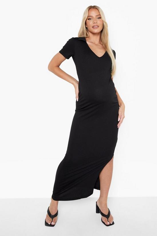 boohoo Maternity Collar V Neck Maxi Dress 1