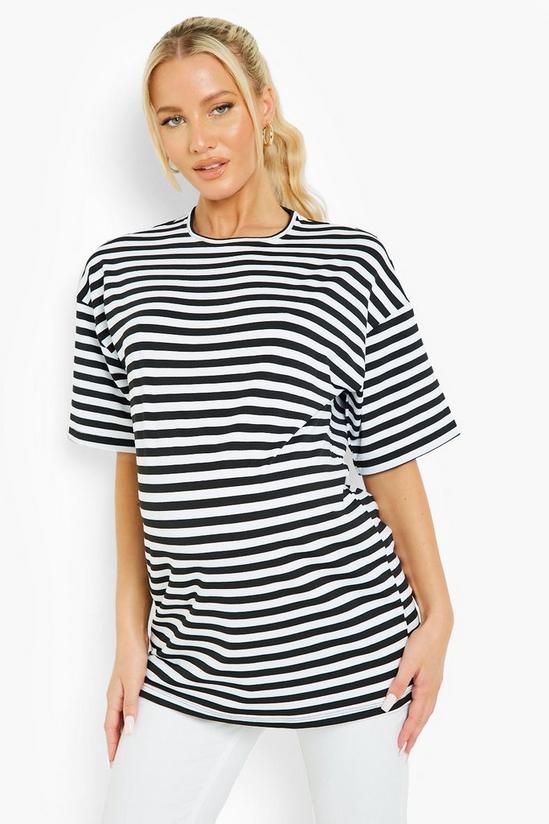 boohoo Maternity Stripe Oversized T-shirt 1