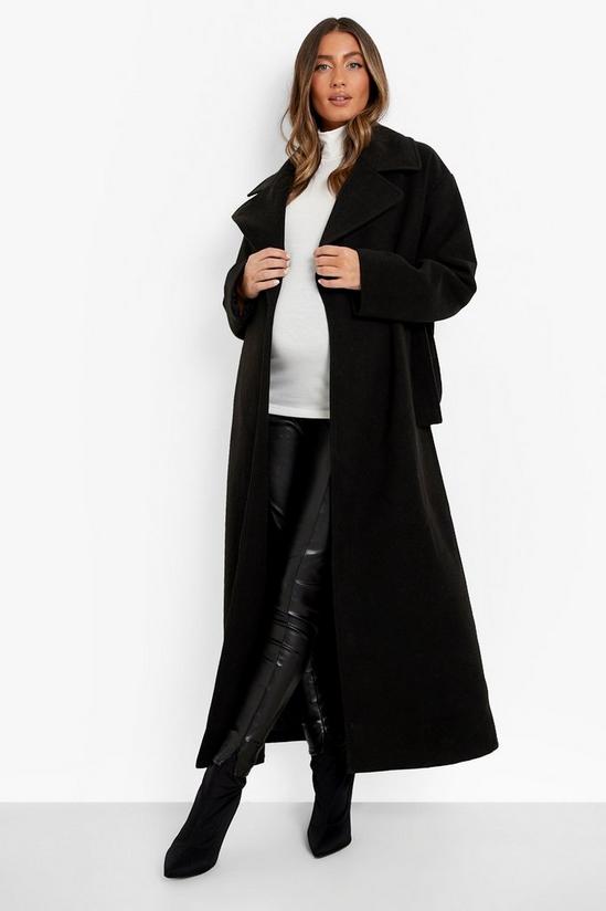 boohoo Maternity Wool Look Belted Coat 4
