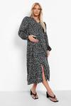 boohoo Maternity Button Down Long Sleeve Midi Dress thumbnail 3