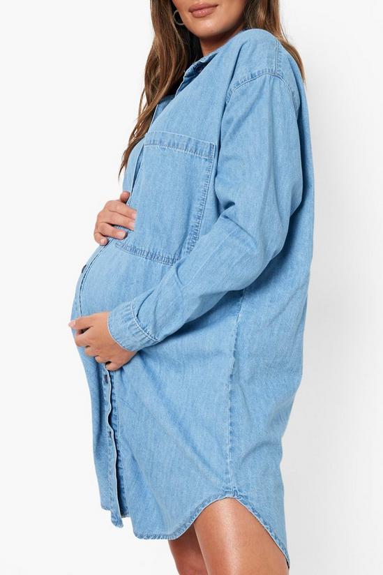 boohoo Maternity Side Split Oversized Denim Shirt 2
