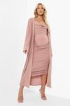 boohoo Maternity Strappy Cowl Neck Dress And Duster Coat thumbnail 3