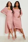 boohoo Maternity Strappy Cowl Neck Dress And Duster Coat thumbnail 5