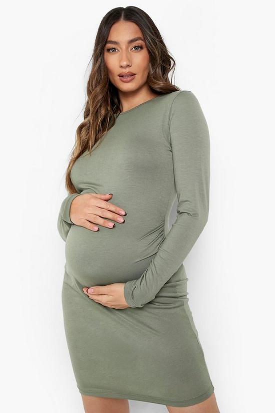 boohoo Maternity Long Sleeve Basic Jersey Bodycon Dress 1
