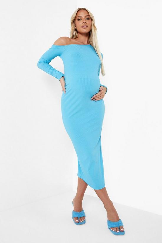 boohoo Maternity Rib One Shoulder Midi Dress 1
