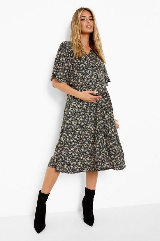 boohoo Maternity Floral Wrap Midi Dress 3