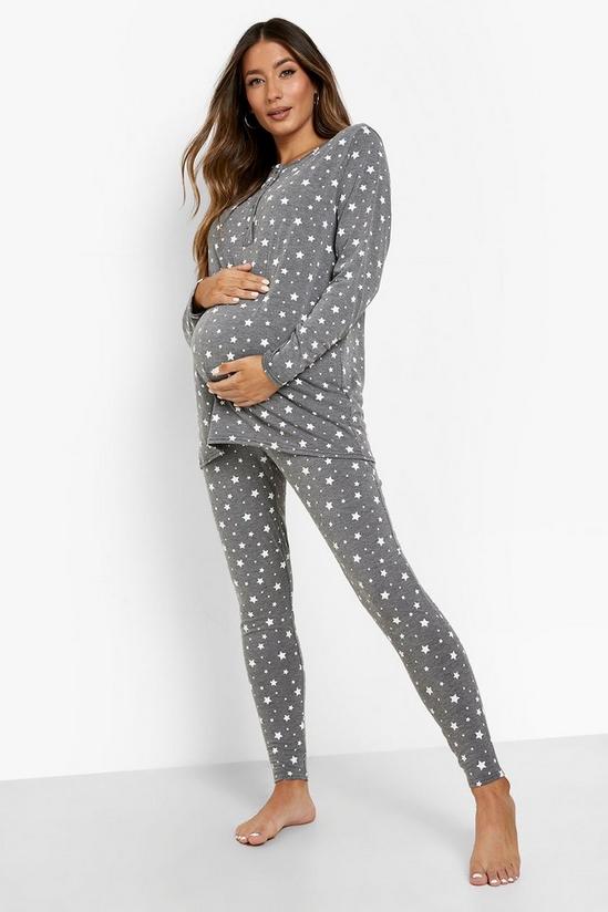 boohoo Maternity Button Front Star Print Pyjama Set 1
