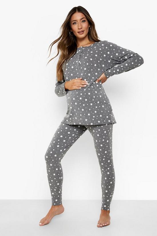 boohoo Maternity Button Front Star Print Pyjama Set 3