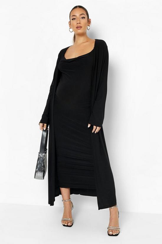 boohoo Maternity Strappy Cowl Neck Dress And Duster Coat 3