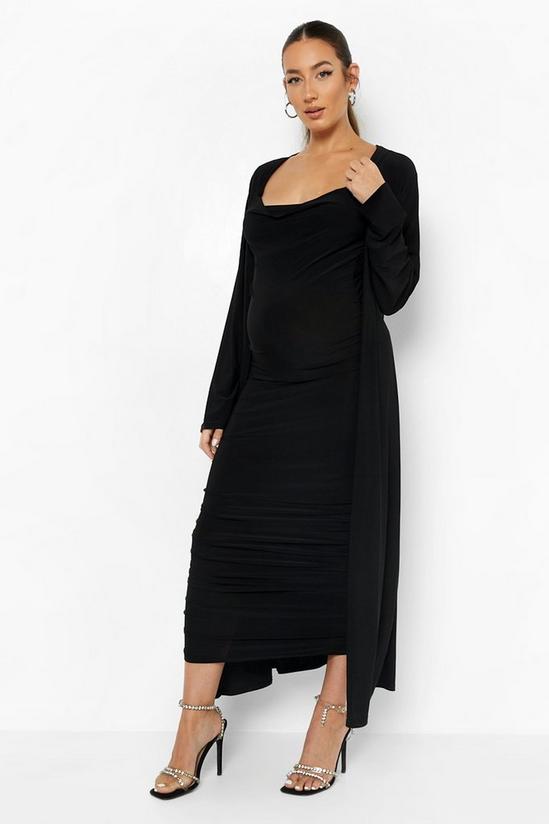 boohoo Maternity Strappy Cowl Neck Dress And Duster Coat 4