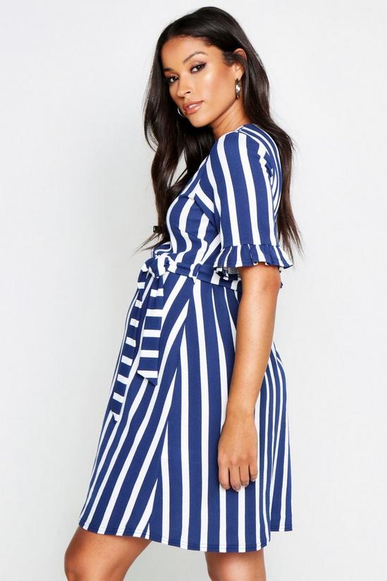 boohoo Maternity Stripe Ruffle Smock Dress 2