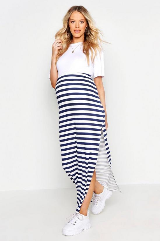 boohoo Maternity Stripe Maxi Skirt 1