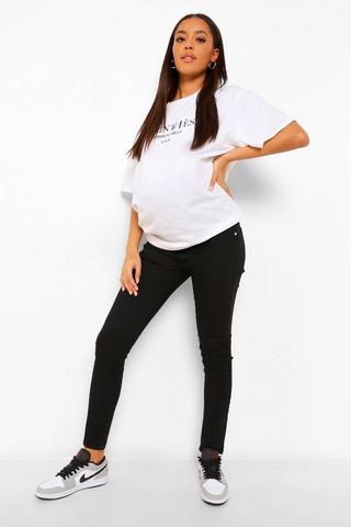 New Look Maternity Black Overbump Emilee Jeggings with Ripped
