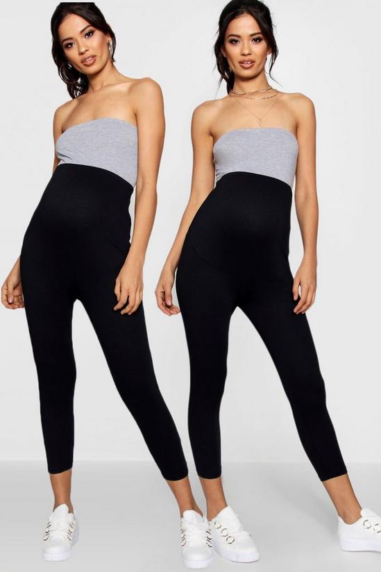 boohoo Maternity  2 Pack Cropped Over Bump Leggings 1